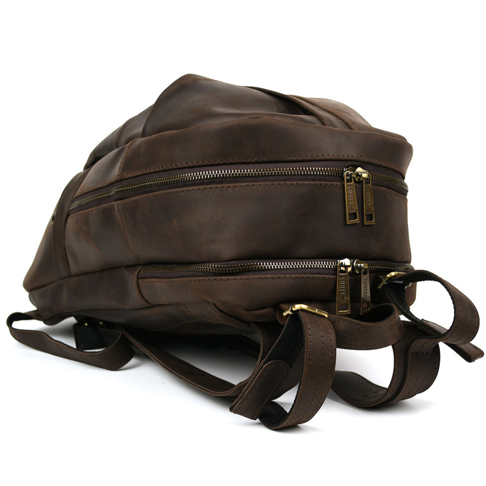 Mens leather urban backpack brown crazy horse RC-7340-3md TARWA
