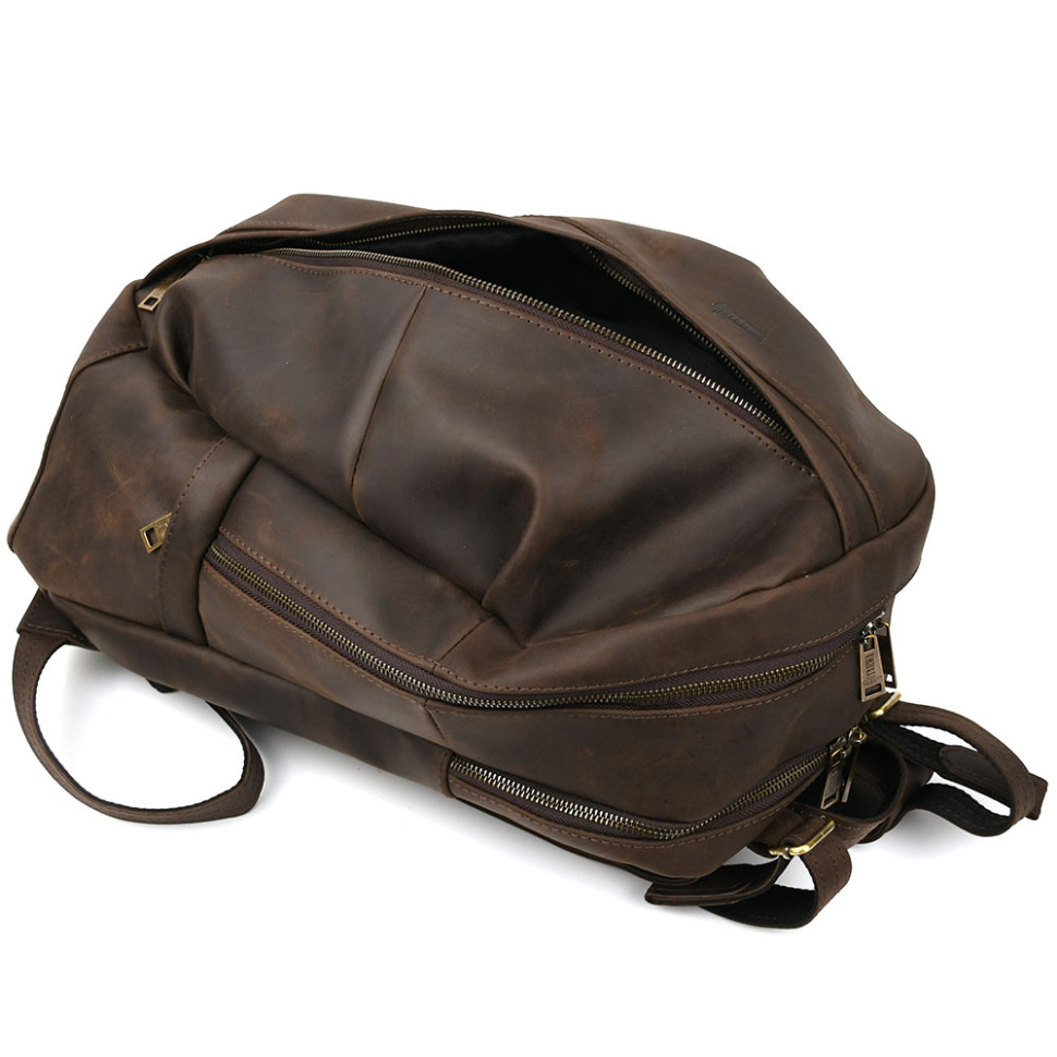 Mens leather urban backpack brown crazy horse RC-7340-3md TARWA