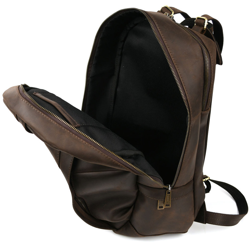 Mens leather urban backpack brown crazy horse RC-7340-3md TARWA