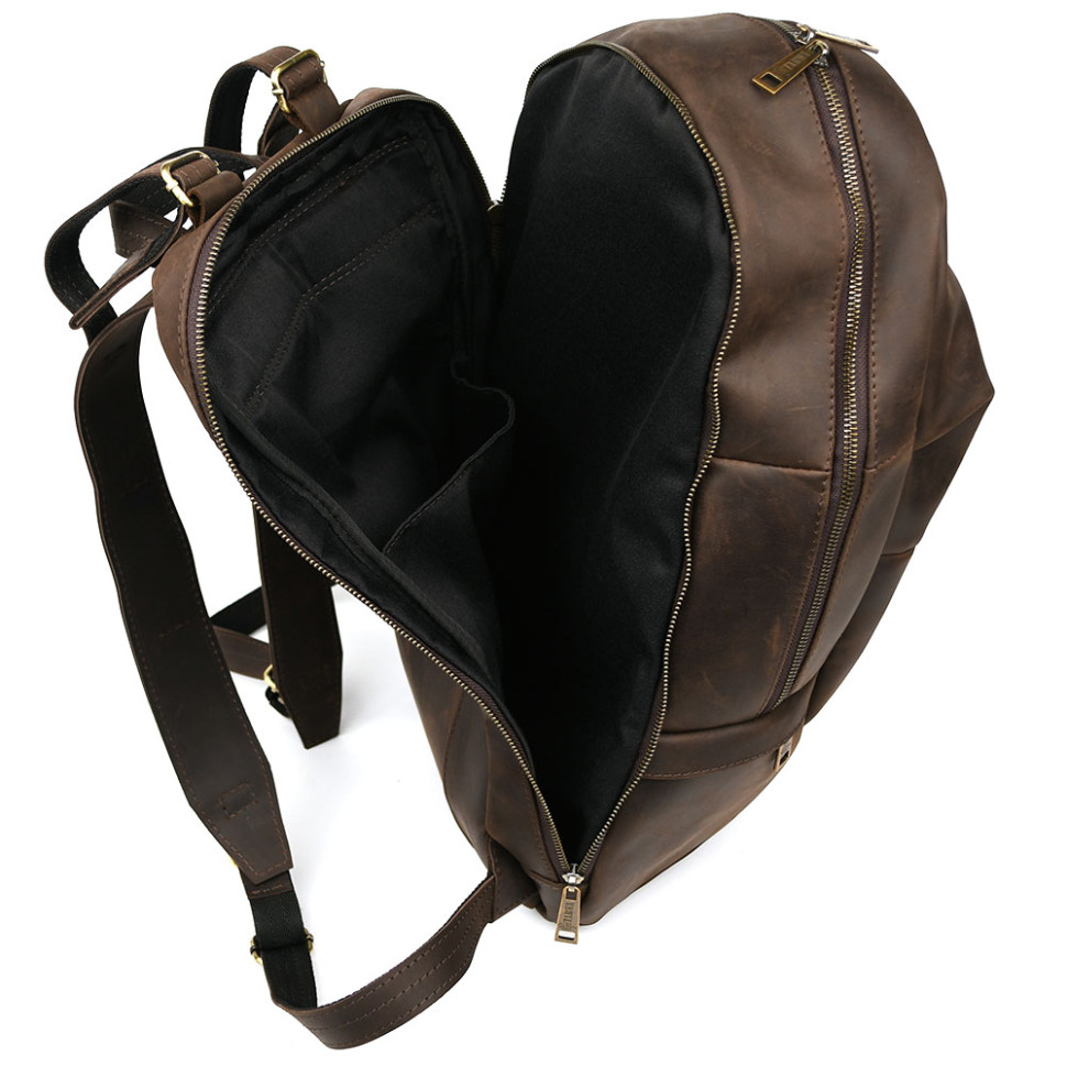Mens leather urban backpack brown crazy horse RC-7340-3md TARWA