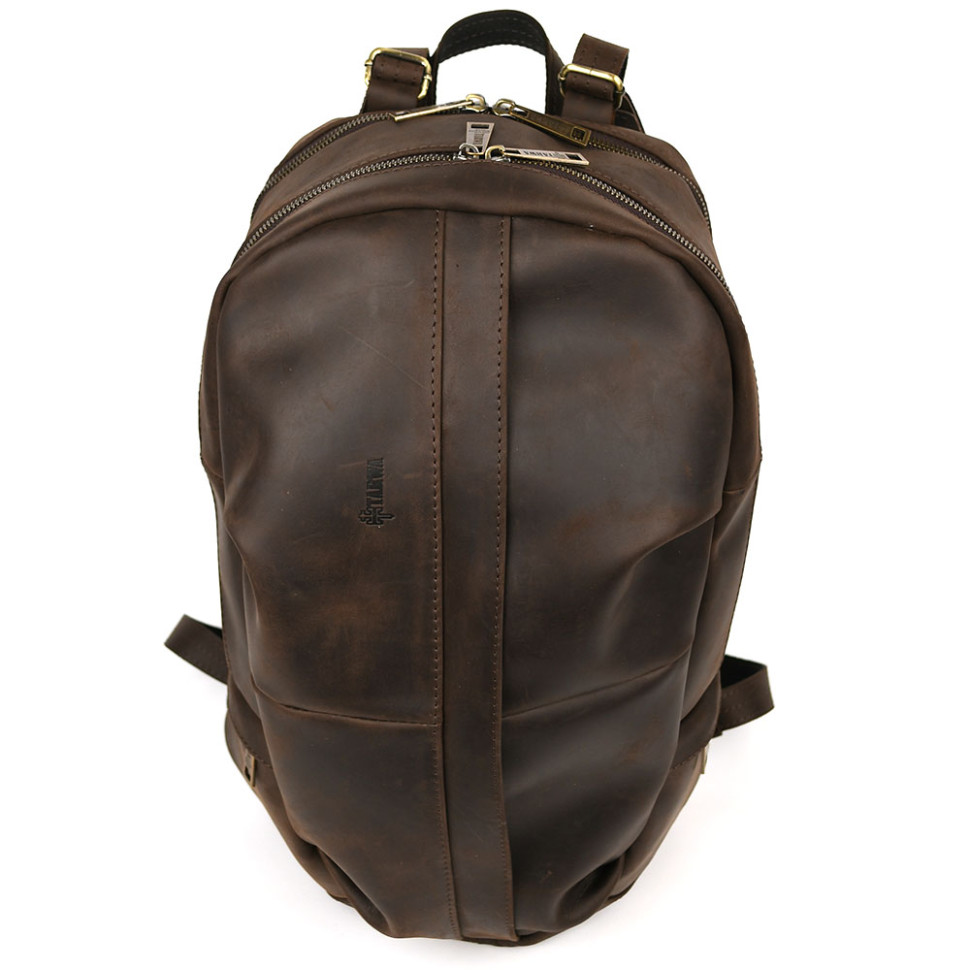 Mens leather urban backpack brown crazy horse RC-7340-3md TARWA
