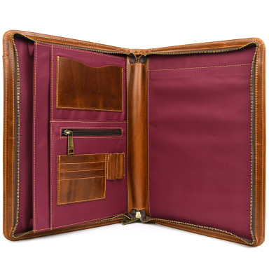A4 leather folder with handle, for documents ButC-1404-4lx TARWA