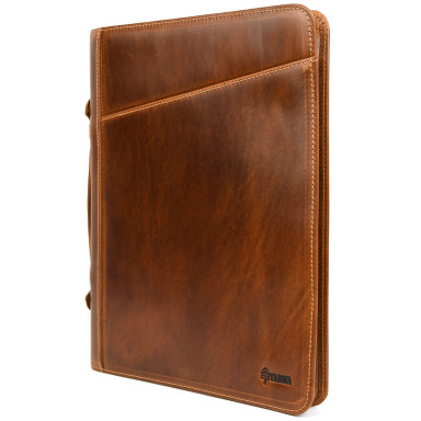A4 leather folder with handle, for documents ButC-1404-4lx TARWA