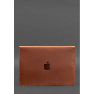Кожаный чехол-конверт на магнитах для MacBook 13 Светло-коричневый  Crazy Horse