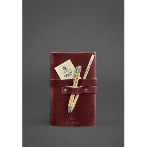 Жіночий шкіряний блокнот (Софт-бук) 1.0 бордовий Crazy Horse