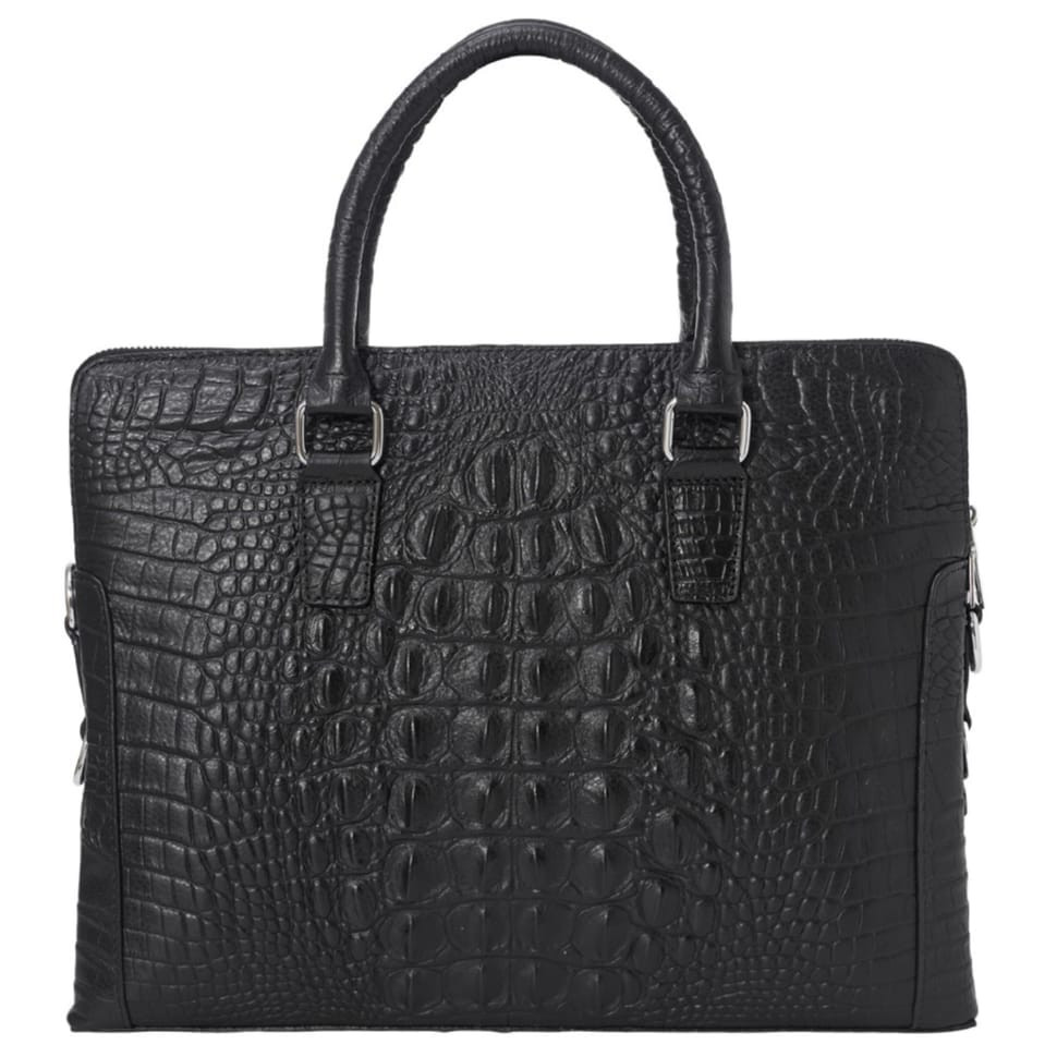 Портфель мягкий кожаный BUFFALO BAGS M17623A черный кроко