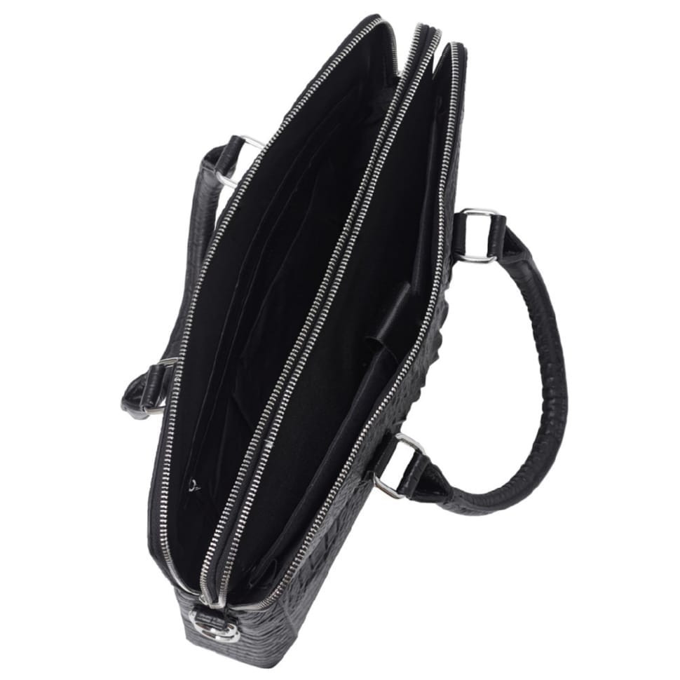 Портфель мягкий кожаный BUFFALO BAGS M17623A черный кроко