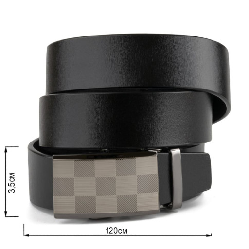 Чоловічий ремень з автоматичною пряжкою шахівниця Vintage 20266 Чорний