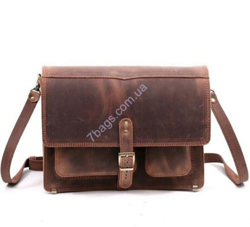 Містка сумка-почтальонка з натуральної шкіри бренду Мануффато