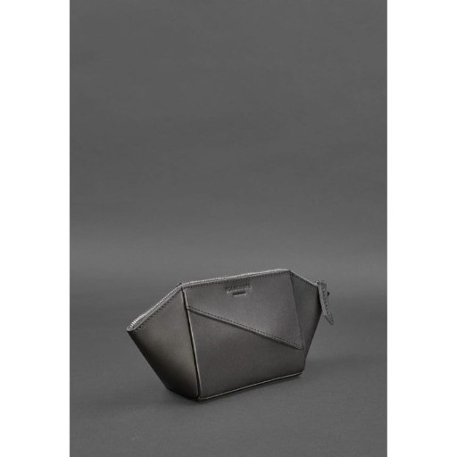 Жіноча чорна шкіряна косметичка Краст