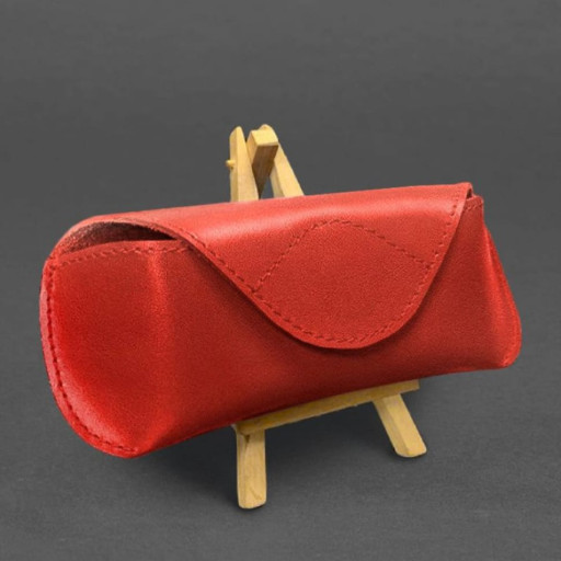 Шкіряний чохол для окулярів з клапаном на магніті Красний Краст