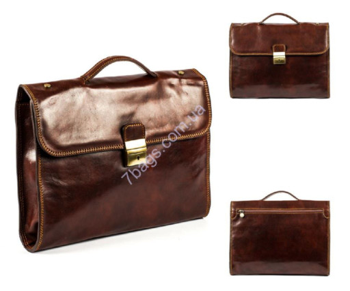 Men's leather briefcase, brown, Firenze