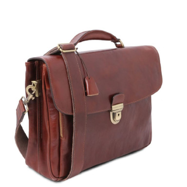 Alessandria Leather multi compartment TL SMART laptop briefcase Tuscany TL142440