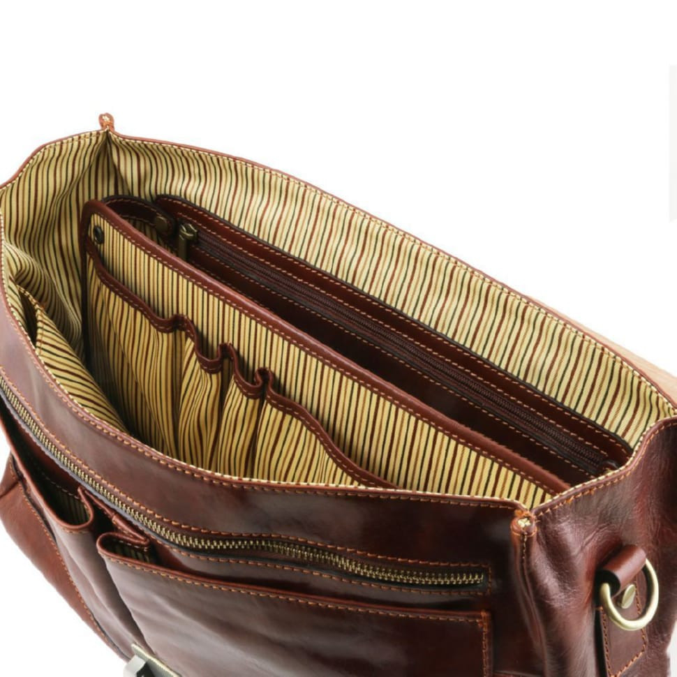 Портфель TL SMART зі шкіри Mantova на кілька відділень з клапаном  Tuscany TL141450