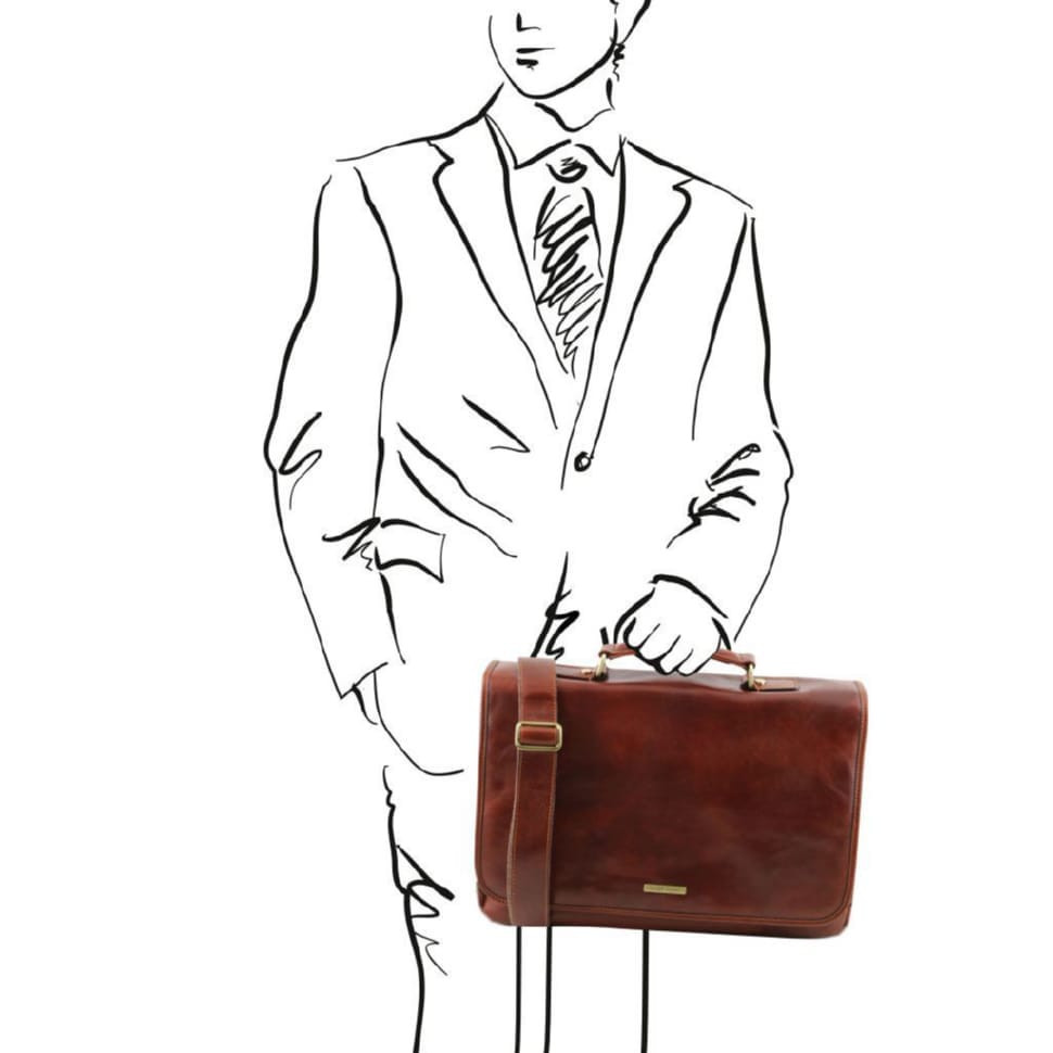 Портфель TL SMART зі шкіри Mantova на кілька відділень з клапаном  Tuscany TL141450