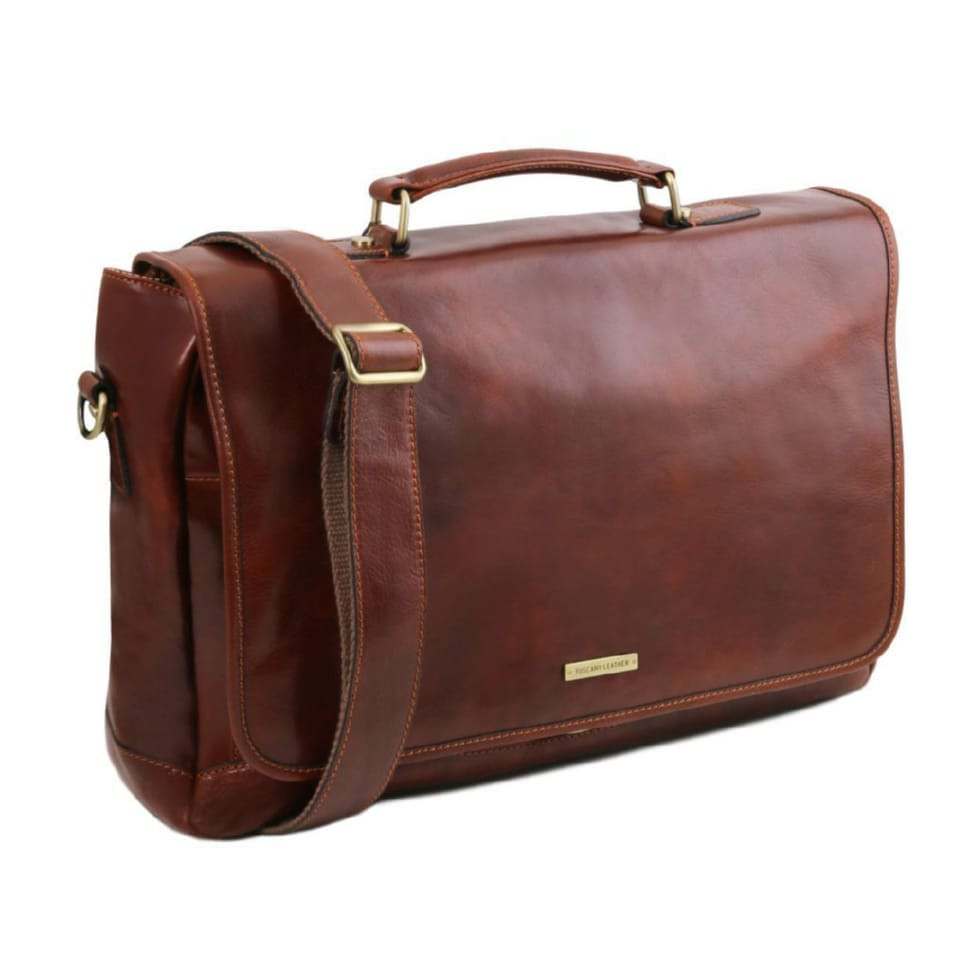 Портфель TL SMART зі шкіри Mantova на кілька відділень з клапаном  Tuscany TL141450