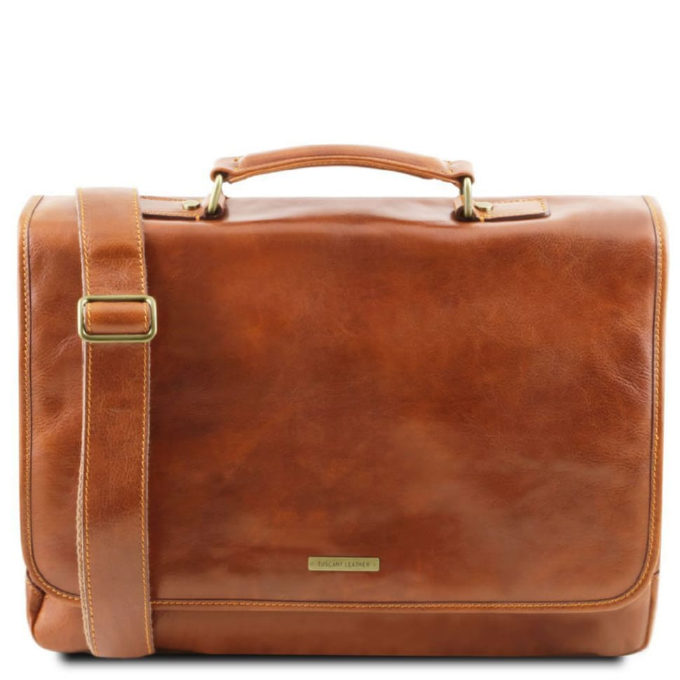 Портфель TL SMART зі шкіри Mantova на кілька відділень з клапаном  Tuscany TL141450