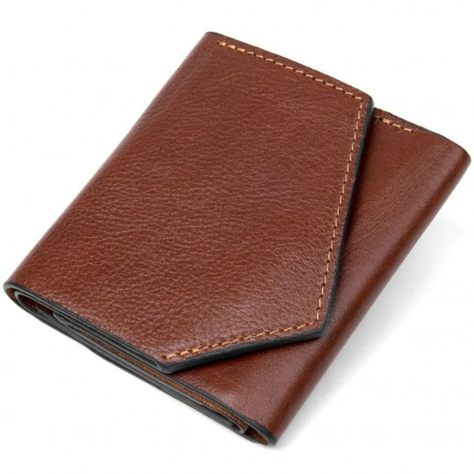 Mini leather wallet with asymmetric flap 57062310 terracotta