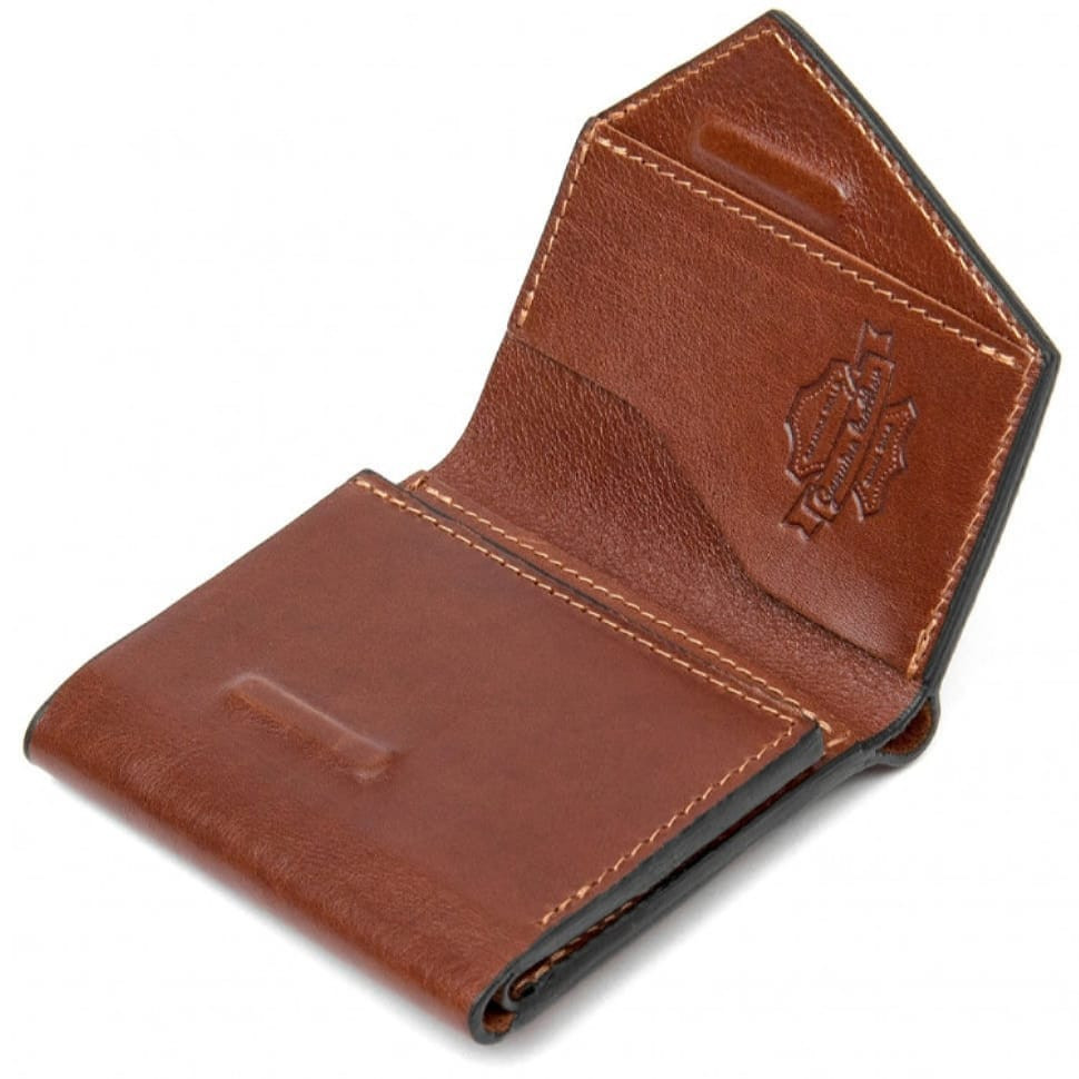 Mini leather wallet with asymmetric flap 57062310 terracotta