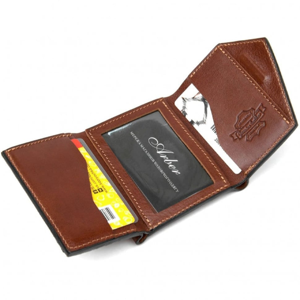 Mini leather wallet with asymmetric flap 57062310 terracotta