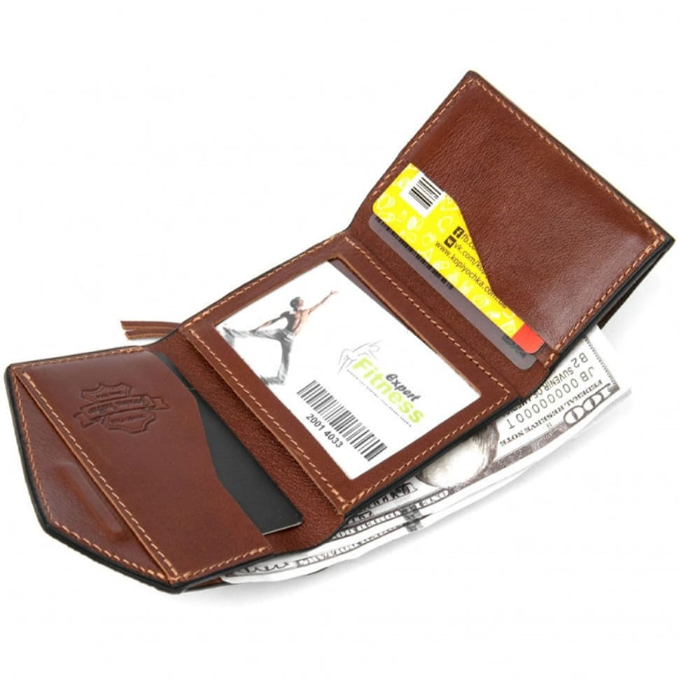 Mini leather wallet with asymmetric flap 57062310 terracotta