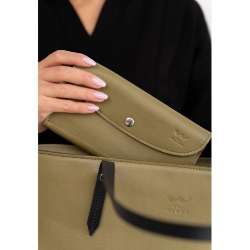 Шкіряний гаманець Smart Wallet оливкова краста