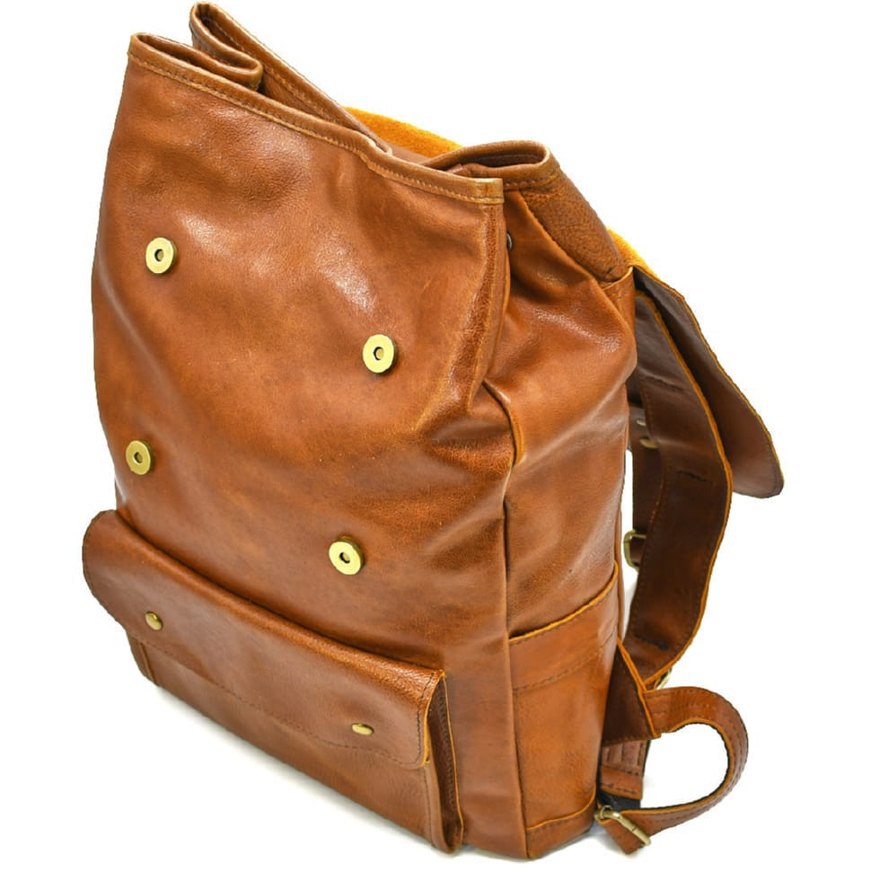 Рюкзак із натуральної шкіри GB-9001-4lx TARWA коньячна наппа
