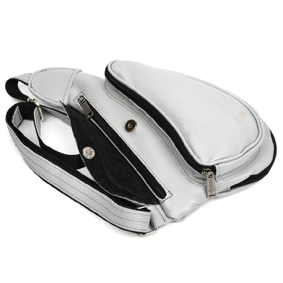 Слінг із натуральної сірої шкіри на одне плече FJ-3026-3md TARWA