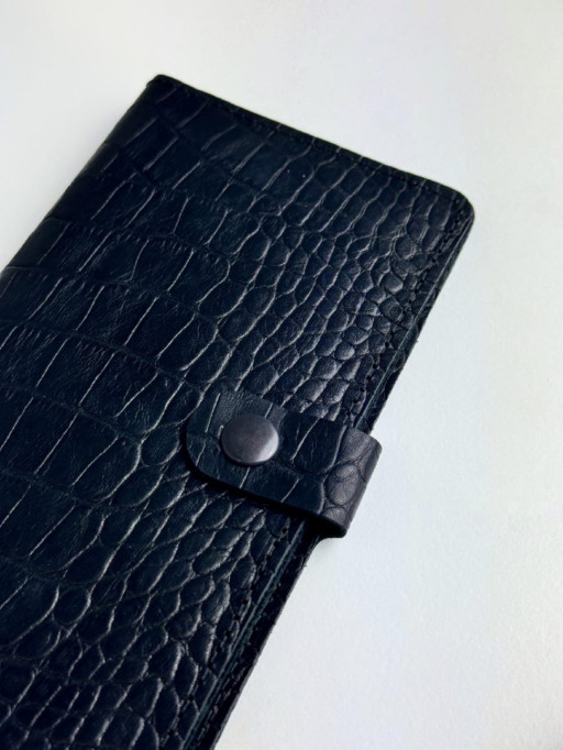 Чоловіче портмоне із натуральної шкіри тиснення крокодил SR028 (чорний)