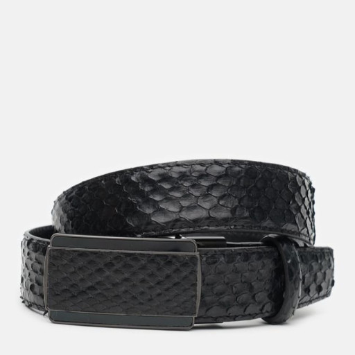 Ремінь чоловічий з шкіри пітона Sergio Torri 7-003 125 см Чорний