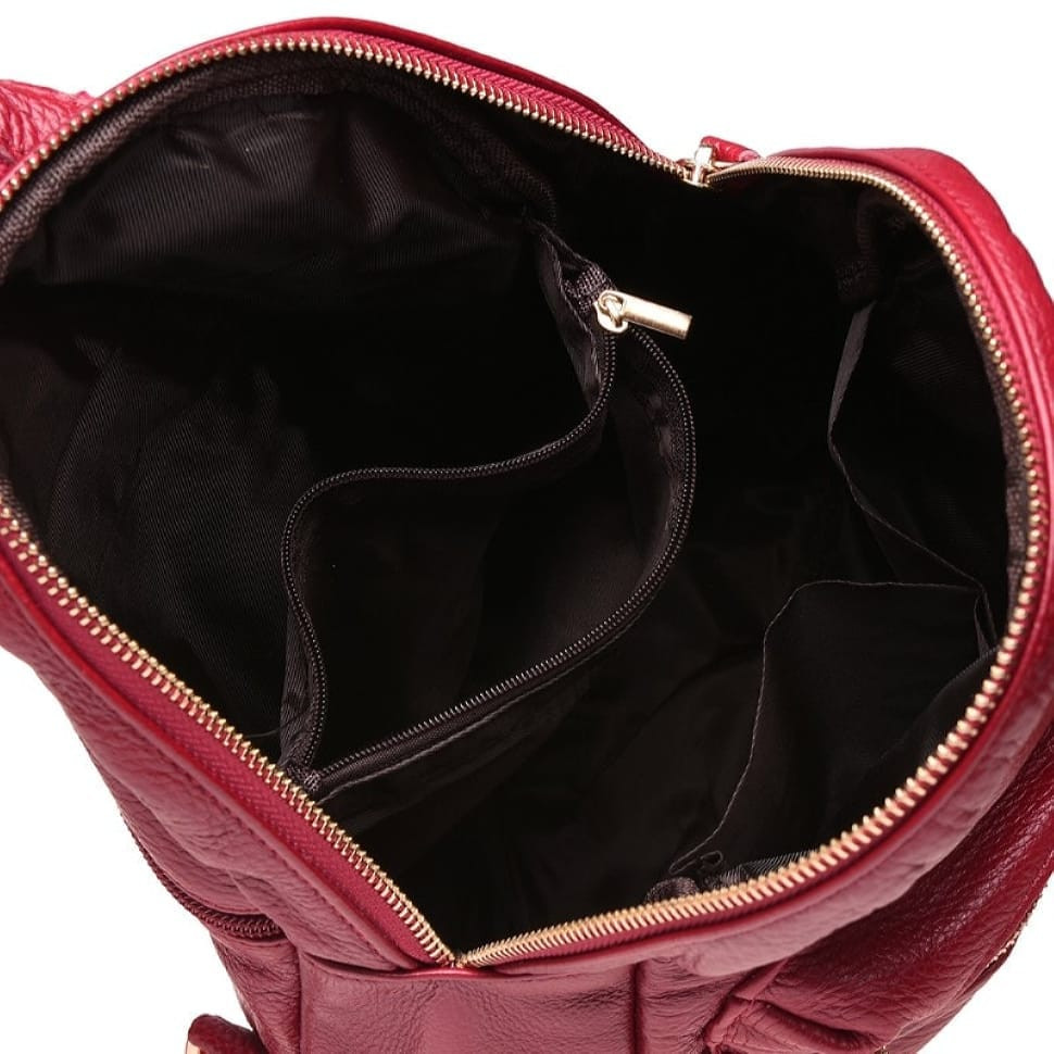 Шкіряний жіночий рюкзак Keizer K1339-red