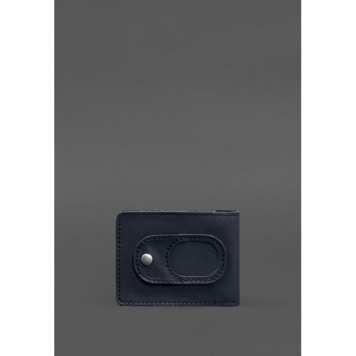 Шкіряна обкладинка для посвідчення учасника бойових дій (УБД) із кишенею для жетону темно-синя