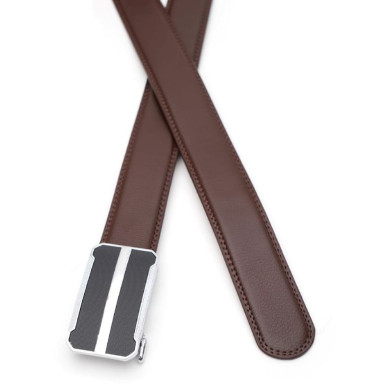 Кожаный мужской ремень с пряжкой автомат V1GKX21-brown