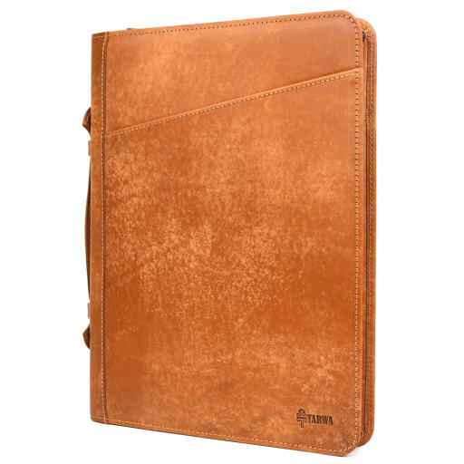 A4 leather folder with handle, for documents Elit-1404-4lx TARWA Pueblo leather