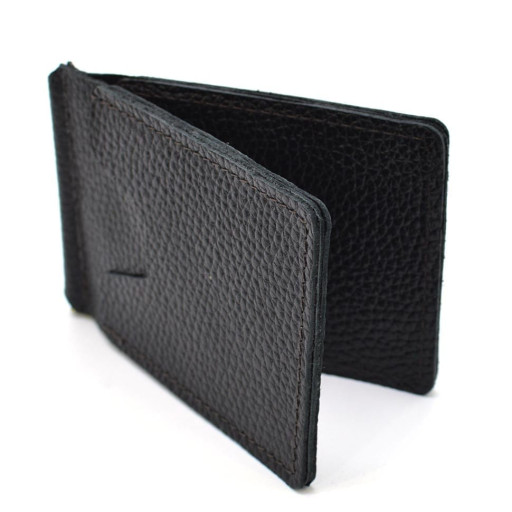 Шкіряний затискач для грошей мякий чорний флотар FA-hold-001 TARWA