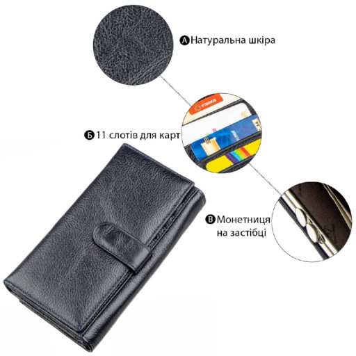 Гаманець-клатч з візитниці ST Leather 18880 Сіро-синій