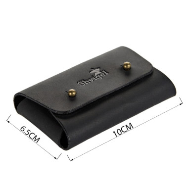 Business card holder SHVIGEL 16159 made of genuine vintage leather Black
