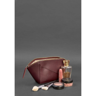 Women's leather cosmetic bag Burgundy Krust