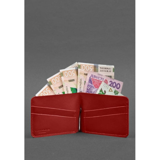 Шкіряне портмоне 4.4 (з затискачем) червоний краст