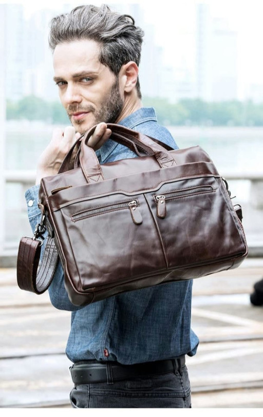 Чоловіча сумка з натуральної шкіри B10-9005 Jonee