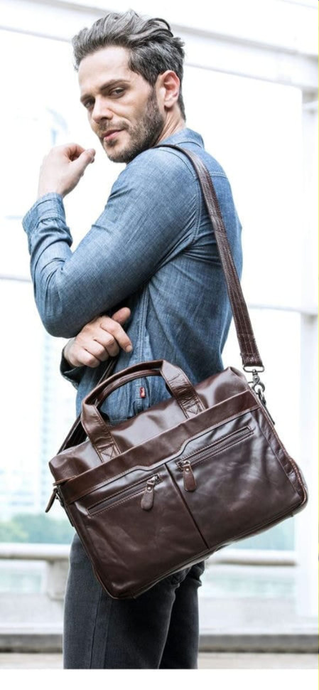 Чоловіча сумка з натуральної шкіри B10-9005 Jonee