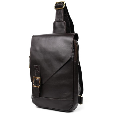 Mens leather sling backpack GX-6403-4lx TARWA brown 