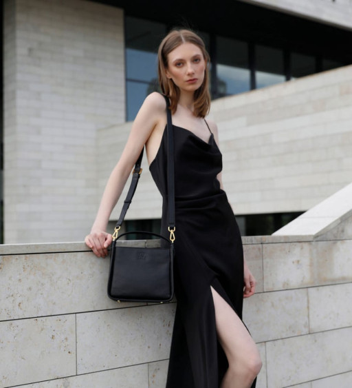 Leather Small Tote Bag for Women - Alms for Oblivion - Black color - Time Resistance 5247501