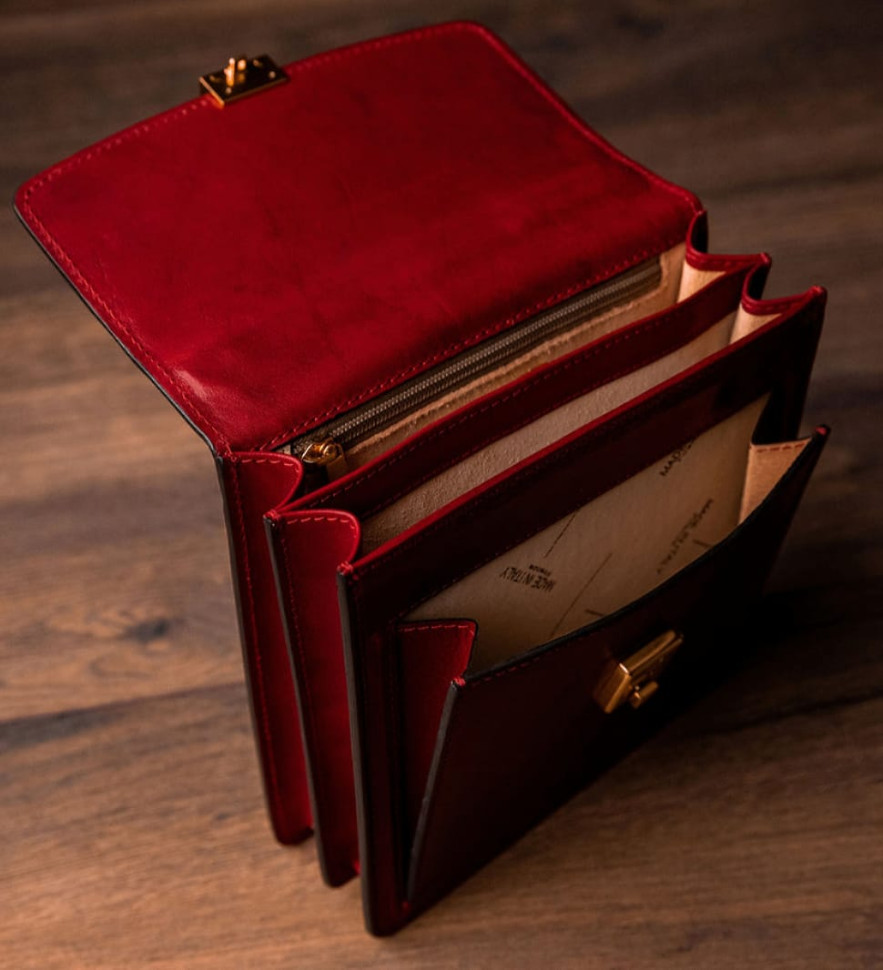 Маленький шкіряний портфель для жінок - Walden - Червоний колір - Time Resistance 5242401W