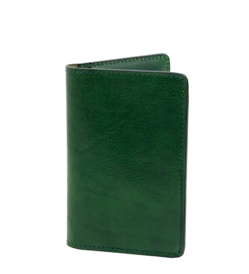 Small Leather Passport Holder for Women - Gulliver's Travels - Green color - Time Resistance 5210601W