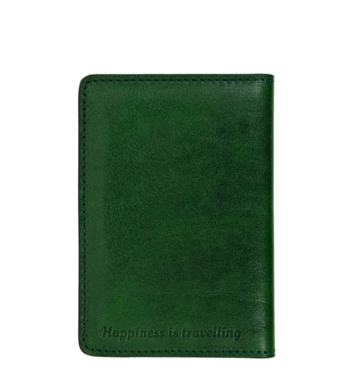 Small Leather Passport Holder for Women - Gulliver's Travels - Green color - Time Resistance 5210601W