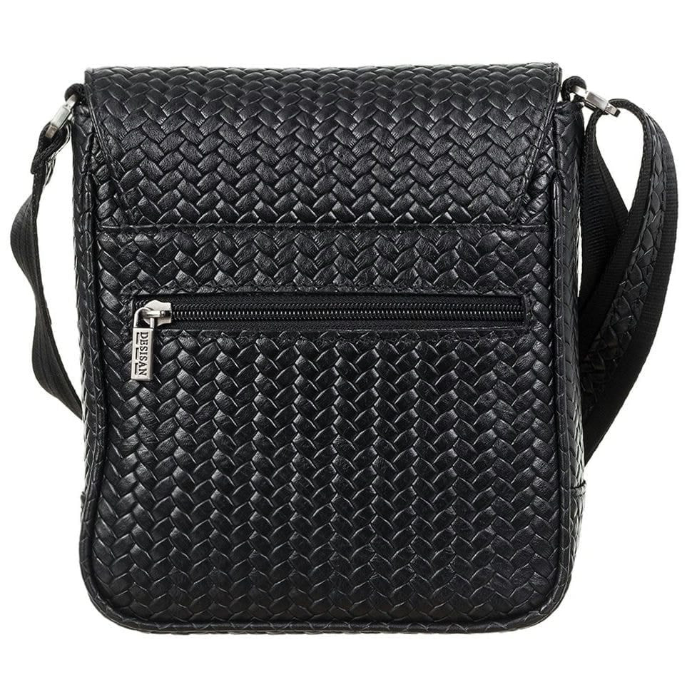 Барсетка шкіра м'яка DESISAN 417-113 чорна плетінка