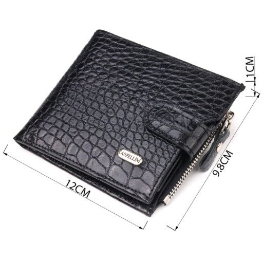 Чоловічий гаманець горизонтальний з натуральної фактурної шкіри CANPELLINI 21504 Чорний