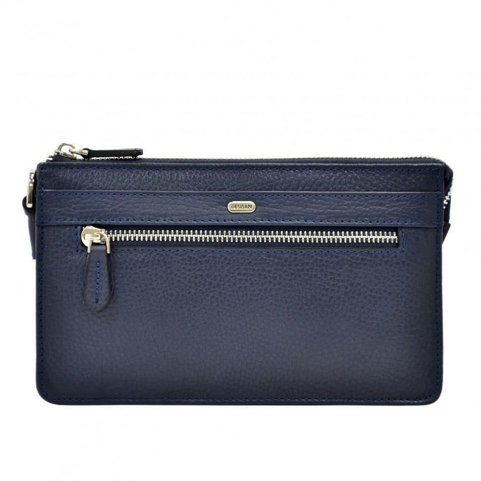 Барсетка кистьова шкіряна DESISAN 347-315 синій флотар