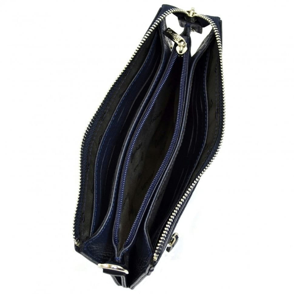 Барсетка кистьова шкіряна DESISAN 347-315 синій флотар